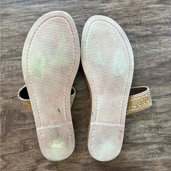 Bella Vita Leather Slide Sandals Sz 8M brown tan Woven 2 Straps Womens beach - Picture 4 of 4